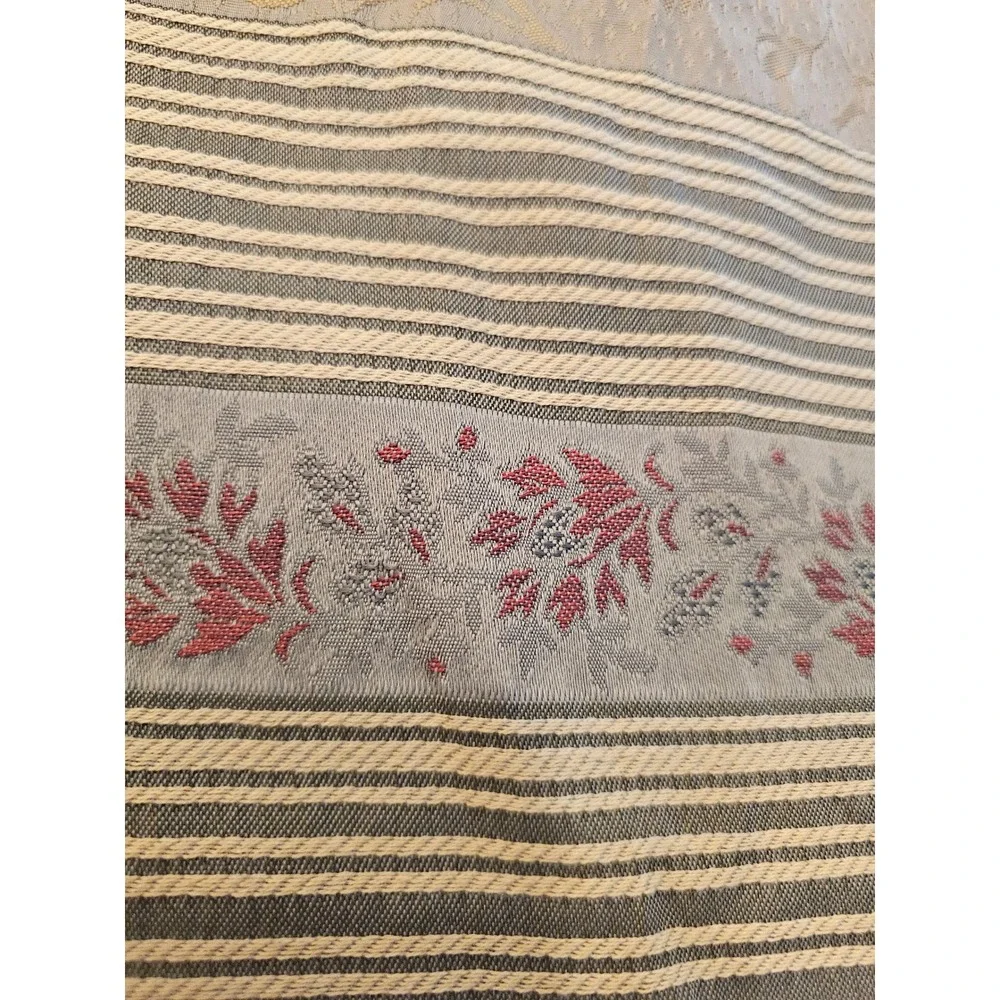 Vintage 90s Wamsutta Lined WindowCurtain Panel 80x84 Floral Damask Striped Taupe